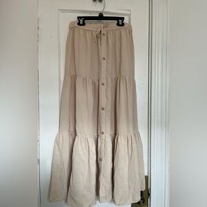 Cream button up maxi skirt